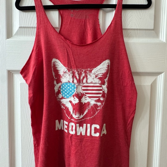 Tipsy Elves Red Meowica Cat Tank Top - Picture 2 of 4